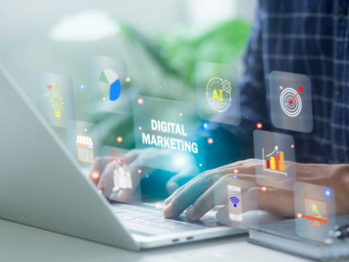 The idea is that online marketing digital channels relies on 'Internet' to communicate and analyze solutions and content developed in global network connection.